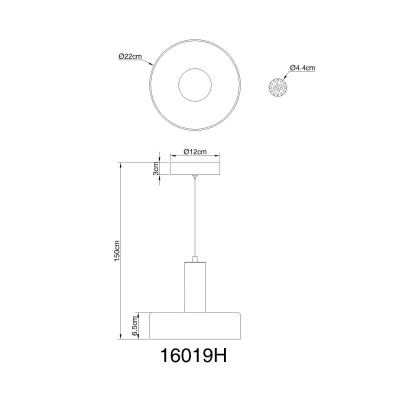 Afbeelding van Globo Strakke hanglamp Grant grijs Ø 22cm 16019H