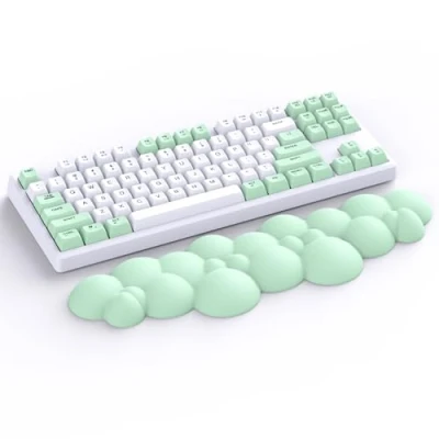 Afbeelding van ATTACK SHARK Cloud Polssteun, Antislip Ergonomische Toetsenbord Bureau Hand Polssteun voor TKL/87 Toetsen/110 Toetsen Gaming Mechanisch Handsteun Lichtgroen