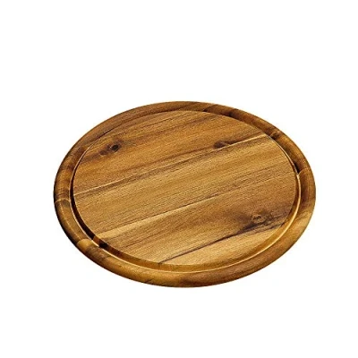 Afbeelding van Houten broodplank/serveerplank rond met sapgroef 25 cm Serveerplanken