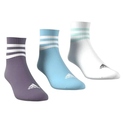 Afbeelding van adidas Unisex 3 Stripes Gewatteerde Sportkleding Mid Cut paar enkelsokken, schaduw violet/licht aqua/wit/semi flash aqua, XL