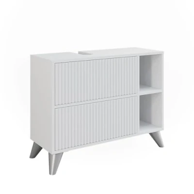 Afbeelding van Vicco Wastafelonderkast Leano, wit, 80 x 62 cm met 2 laden