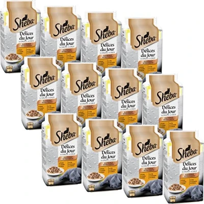 Afbeelding van Sheba 280714 Délices du Jour Natvoer voor volwassen katten, keuze uit pluimvee in saus vershoudzak 12 x (6 50 g)