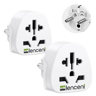 Afbeelding van LENCENT 2 x Universeel Adapter Reisadapter, Wereldwijd Reisstekker naar Frankrijk FR/EU/DE, AC paneel voor Type A/B/G/I/J/L, UK Engels Engeland/VS Amerika/China/Australië/Japan/Italië/Zwitserland enz