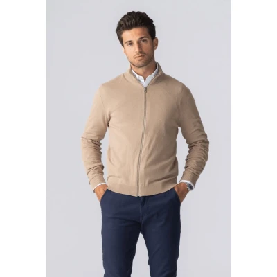 Afbeelding van Pullover vest met rits Zand
