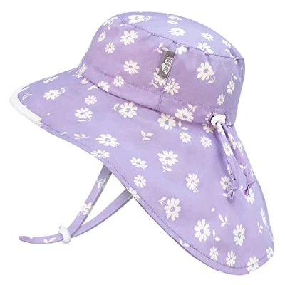 Afbeelding van Jan &amp; Jul Zomerse Zwem Zonnehoed voor Peuters en Kinderen, 100% Katoen (L: 2 5 Jaar, Purple Daisy)