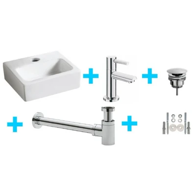 Afbeelding van Wiesbaden one pack Leto fontein + Amador toiletkraan chroom