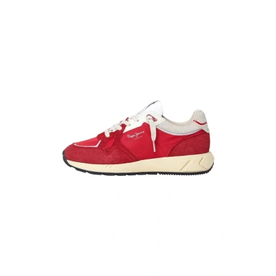 Afbeelding van Pepe Jeans Marlon Divided Sneakers laag, Dames, Maat: 36, Cardinal red Leer en textiel