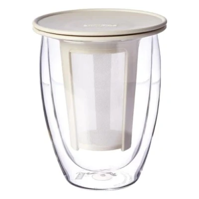 Afbeelding van Bodum TEA FOR ONE Theeglas met kunststoffilter (dubbelwandig, geïsoleerd, 0,35 liter) crèmekleurig