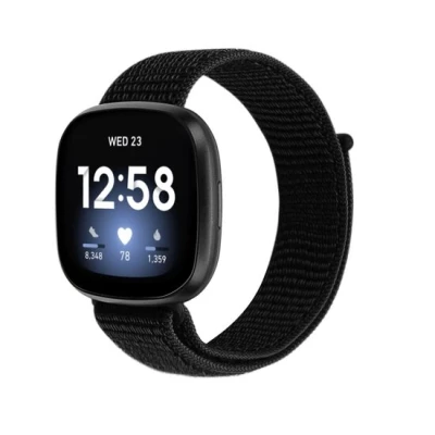 Afbeelding van Fitbit Versa 3 &amp; Sense 1 Sport loop nylon bandje Zwart