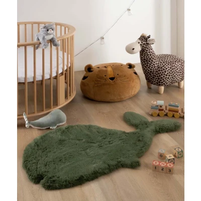 Afbeelding van Kindervloerkleed Walvis Fluffy Olijfgroen 70x120 Cm