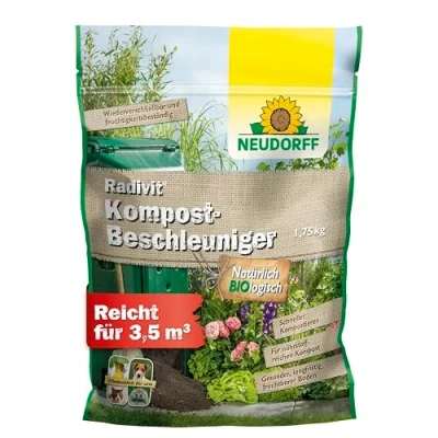 Afbeelding van Neudorff Radivit compost versneller Bio snelcompostcomposter ontleedt afvallen met onmiddellijke en langdurige werking. Compoststarter voor 3,5 m3, 1,75 kg, bruin