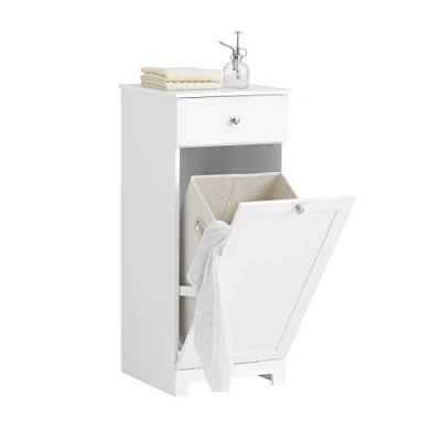 Afbeelding van SoBuy BZR21 DG Badkamerkast Opbergkist met Wasmand Laundry Hamper Grijs (Breedte 40cm)
