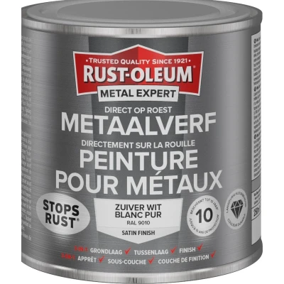 Afbeelding van rust oleum metal expert metaalverf satin ral 9010 250 ml
