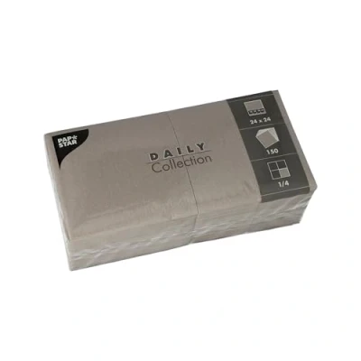 Afbeelding van PAPSTAR, 150 servetten &quot;DAILY Collection&quot; 1/4 vouw 24 cm x grijs