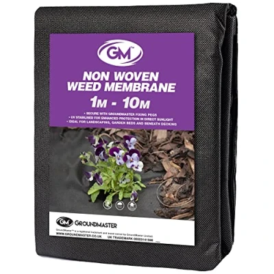 Afbeelding van GroundMaster Tuindoek, waterdoorlatend (1 m breed x 10 lang), onkruiddoek voor tuin, als bodemvlies, perkfolie of plantenfolie, lichte 50 g/m² anti onkruidfolie, verhoogd bloembed dekzeil