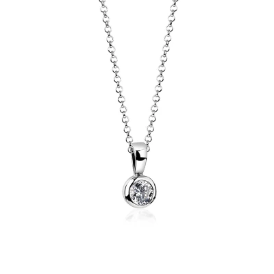 Afbeelding van Nenalina Dames Halsketting Solitaire Hanger Basis met Zirkonia in 925 sterling zilver