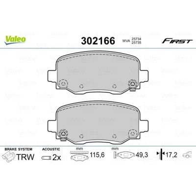 Afbeelding van VALEO 302166 Remblokkenset Achteras Incl. slijtage waarschuwingscontact Met anti kreukplaat JEEP: Cherokee V
