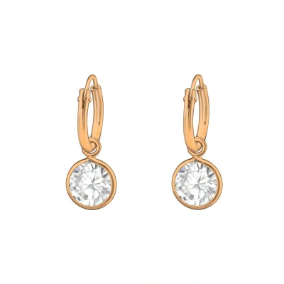 Afbeelding van Oorbellen dames Oorring met hanger Rose gold plated oorringen hanger, kristal WeLoveSilver