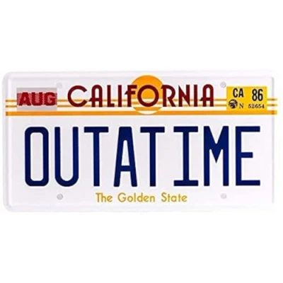 Afbeelding van Replica van de metalen kentekenplaat Delorean TIME MACHINE auto uit film BACK TO THE FUTURE OUTATIME (62)