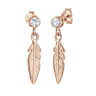 Afbeelding van Elli Dames Oor Hanger Veer Boho met Kristal in 925 Sterling Zilver