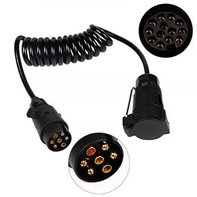 Afbeelding van EXLECO Aanhangerverlengkabel aanhangerkabel adapter 7 13 polig 2 meter spiraalkabel auto aanhanger caravan