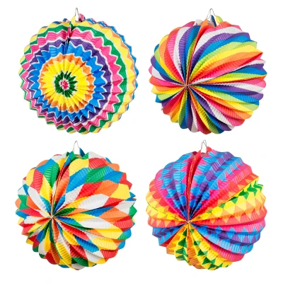 Afbeelding van Boland 12 Papieren ballonlampionnen Fantasie Multi Verjaardag, Kinderfeestje, Sint Maarten