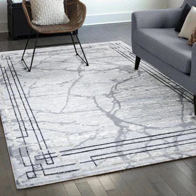 Afbeelding van Fashion Relax Marmer Laagpolig Vloerkleed Modern Luxe Lichtgrijs 200x280 cm Rechthoek Polypropyleen Tapijtenloods