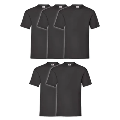 Afbeelding van Fruit of the Loom Heren T shirt Valueweight, 5 pack, Zwarte myshirt stoffen tas, 5XL