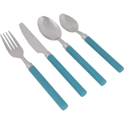 Afbeelding van Bo Camp Bestekset RVS 16 Delig 4 Personen Blauw
