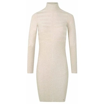 Afbeelding van Morgan Fitted WITH Turtleneck Etuijurk, Dames, Maat: Large, Beige