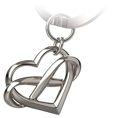 Afbeelding van FABACH Hartvormige sleutelhanger met oneindigheidsteken &quot;Infinite Love&quot; oneindige hanger hart voor vriendin, vriend, koppels partnergeluksbrenger Ich liebe Dich für immer, zilver (zilver)