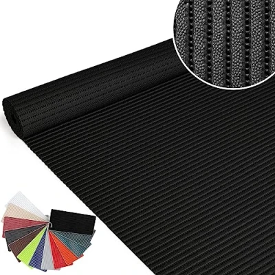 Afbeelding van ANRO Badmat, zachte schuimmat, bad en douchemat, antislip, badloper, effen, zwart, 120 x 130 cm
