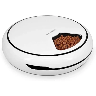 Afbeelding van Navaris automatische voerbak voor huisdieren Voerautomaat 4 maaltijden per dag hond en kat Werkt op USB of batterijen Inhoud 1,6 liter