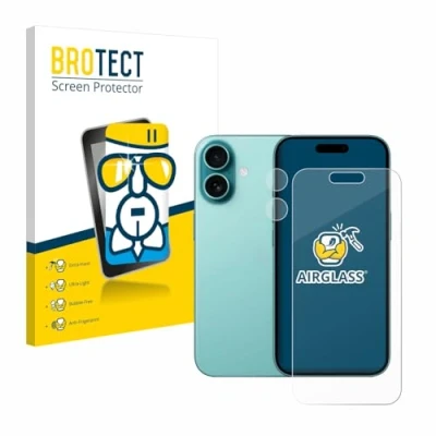 Afbeelding van BROTECT Glas Screen Protector voor Apple iPhone 16 (Voor+Camera) Schermbeschermer [9H Hardheid, Beschermglas Folie niet Gehard Glas]