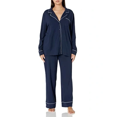 Afbeelding van Amazon Essentials Women&#039;s Pyjamaset met lange mouwen van katoenmodal en broek (verkrijgbaar in Grote maten), Marineblauw, 4XL maten