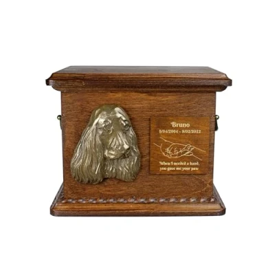 Afbeelding van Art Dog Urn voor hondenas Handgemaakt gedenkteken met reliëf, gepersonaliseerde gravure en koudgegoten bronzen buste 8,3x11,4x8,7 Engelse Cocker spaniël I