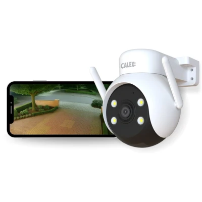 Afbeelding van Calex Beveiligingscamera voor Buiten Pan Tilt Wifi IP Camera 2K Slimme Zwart