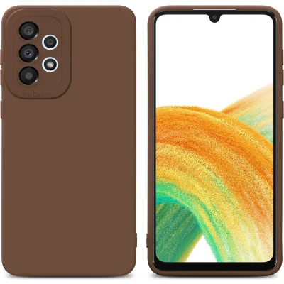 Afbeelding van Cadorabo Hoesje geschikt voor Samsung Galaxy A33 5G in Fluid BRUIN Beschermhoes gemaakt van flexibel TPU silicone Cover Case