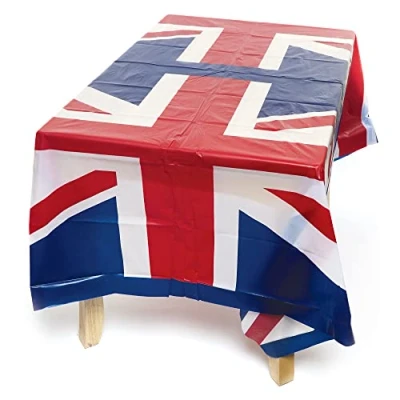 Afbeelding van Baker Ross Union Jack tafelkleden Pack van 2, Queens Platinum Jubilee 2022 Party Supplies, Wipe clean 165 cm x 137 (PJ144), diverse