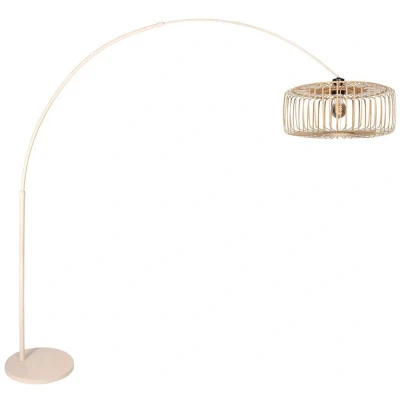 Afbeelding van Steinhauer Booglamp Sparkled Light crème met bamboe kap spijl Ø 60cm 4320CR