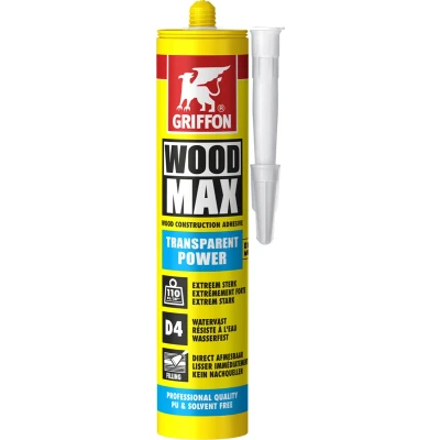 Afbeelding van GRIFFON Wood Max Power vullende SMP houtcontructielijm D4 KOMO koker 380 gram transparant (7000686)