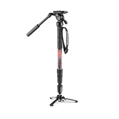 Afbeelding van Manfrotto Element MII, dunne en lichte aluminium videomonopod set met vloeistofkop, belastbaar tot 4 kg, opvouwbare vloeistofbasis, secties, draaislot, voor compacte spiegelreflexcamera&#039;s