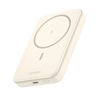 Afbeelding van UGREEN Nexode draadloze powerbank 10000 mAh magnetische met USB C snellaadfunctie, externe batterij MagSafe compatibel iPhone 15 Pro Max/Pro/15/14 Max/Pro/13 (wit)