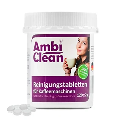 Afbeelding van AmbiClean® reinigingstabletten voor koffieautomaten, espressomachines, pad machines, capsulemachines en drankautomaten, het reinigen van koffievetten oliën. 120 tabs