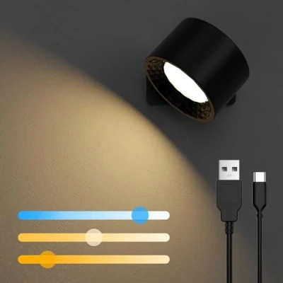 Afbeelding van iFalarila LED Wandlamp, Binnen Wandarmaturen met Oplaadbare Batterij 3 Kleuren en Helderheidsniveaus Verstelbare 360 Graden Rotatie