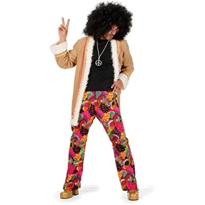 Afbeelding van Hippie 60s 70s met lange jas Maat 50