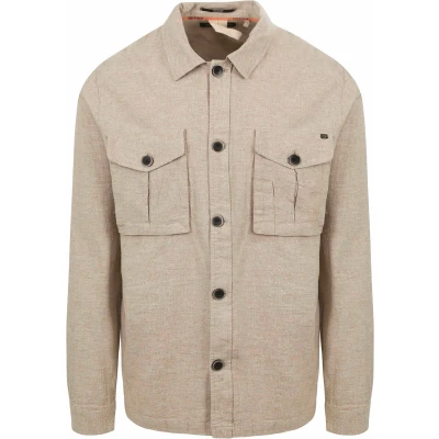 Afbeelding van No Excess Overshirt Linnen Beige maat 3XL Heren met Regular fit Pasvorm Suitable Herenkleding