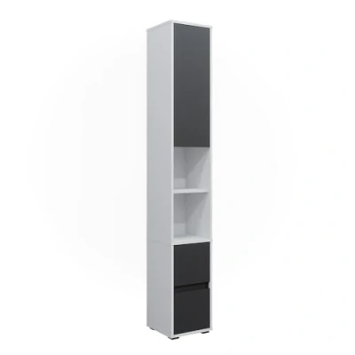Afbeelding van Vicco Linnenkast Maltin, Wit/Wit, 30.2 x 189 cm Maltin hoge kast met één deur en twee laden