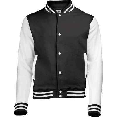 Afbeelding van Awdis Kinder Unisex Varsity Jacket / Schoolkleding (Jet Zwart/Wit)