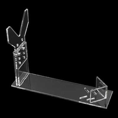 Afbeelding van Revolver Wapenhouder, 195 x 50 160 mm, acryl pistoolrek, voor verstelbare speelgoedpistolen, kleine speelgoedtypes, 5 hoogtes/3 lengtes, transparante pistoolhouder, display rek